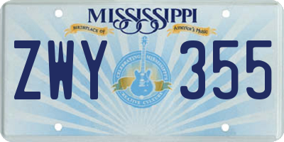 MS license plate ZWY355