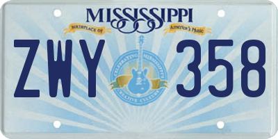 MS license plate ZWY358