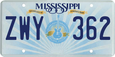 MS license plate ZWY362