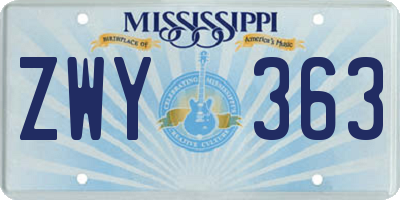 MS license plate ZWY363