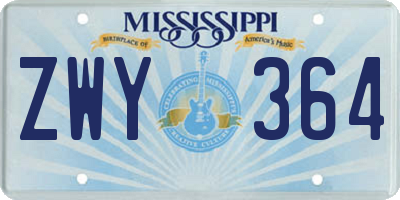 MS license plate ZWY364