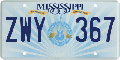 MS license plate ZWY367