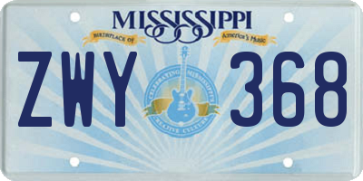 MS license plate ZWY368