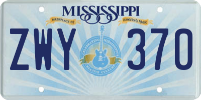 MS license plate ZWY370