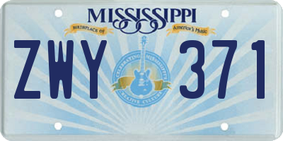 MS license plate ZWY371
