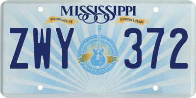 MS license plate ZWY372