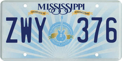 MS license plate ZWY376