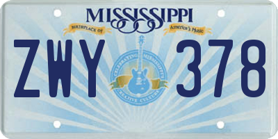 MS license plate ZWY378
