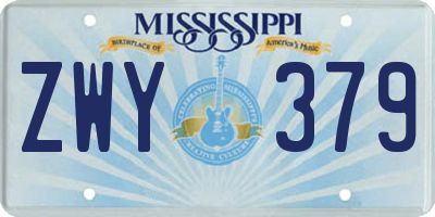 MS license plate ZWY379