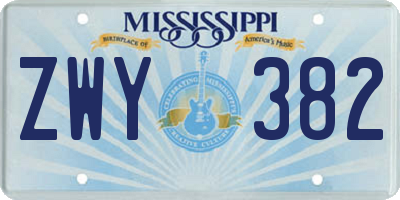 MS license plate ZWY382
