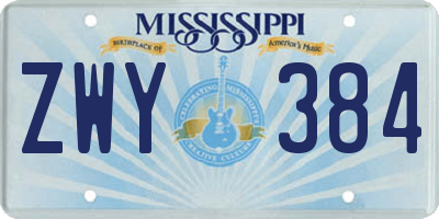 MS license plate ZWY384