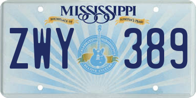 MS license plate ZWY389