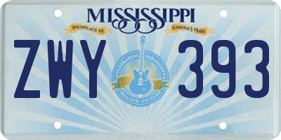 MS license plate ZWY393