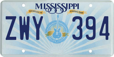 MS license plate ZWY394