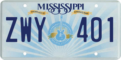 MS license plate ZWY401