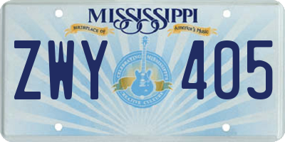 MS license plate ZWY405