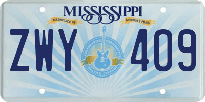 MS license plate ZWY409