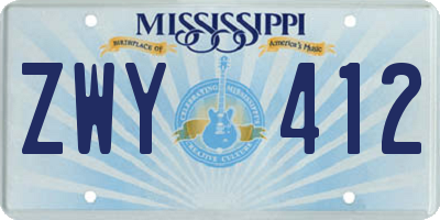 MS license plate ZWY412