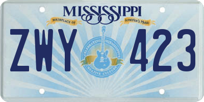 MS license plate ZWY423