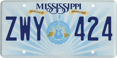 MS license plate ZWY424