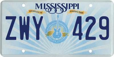 MS license plate ZWY429