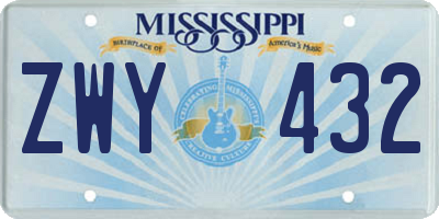 MS license plate ZWY432