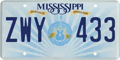MS license plate ZWY433