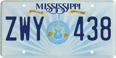 MS license plate ZWY438