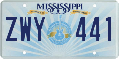 MS license plate ZWY441
