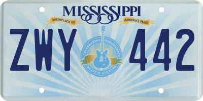 MS license plate ZWY442