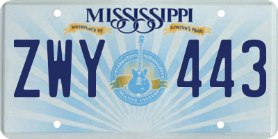 MS license plate ZWY443