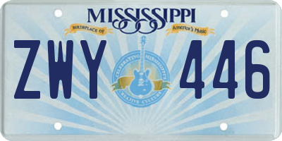 MS license plate ZWY446
