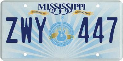 MS license plate ZWY447
