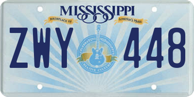 MS license plate ZWY448