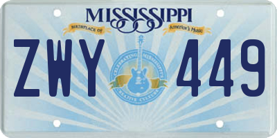 MS license plate ZWY449