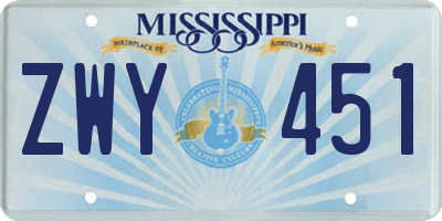 MS license plate ZWY451