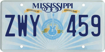 MS license plate ZWY459
