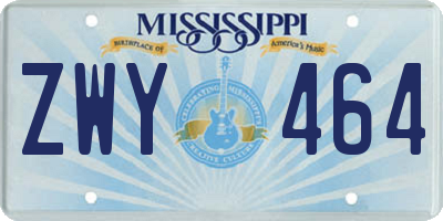 MS license plate ZWY464