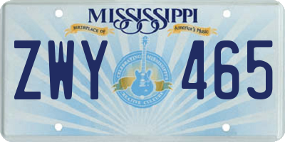 MS license plate ZWY465