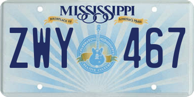 MS license plate ZWY467