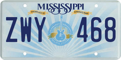 MS license plate ZWY468