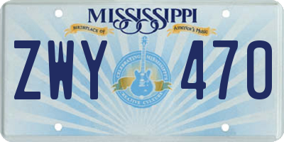 MS license plate ZWY470