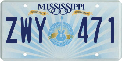 MS license plate ZWY471