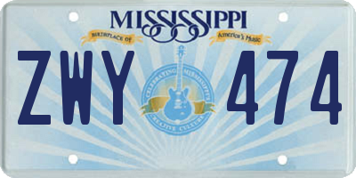 MS license plate ZWY474