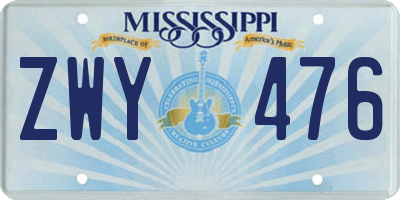 MS license plate ZWY476
