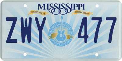 MS license plate ZWY477