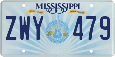MS license plate ZWY479