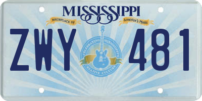 MS license plate ZWY481