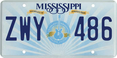 MS license plate ZWY486