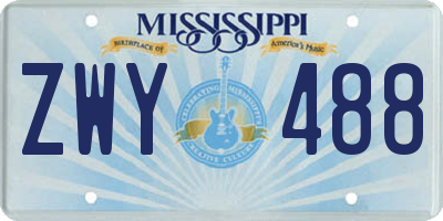 MS license plate ZWY488